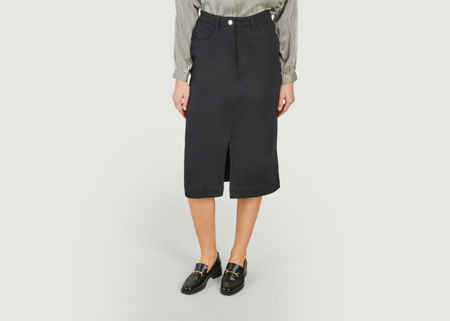 L'exception Jupe Midi En Denim Raya Noir Samsoe & Samsoe