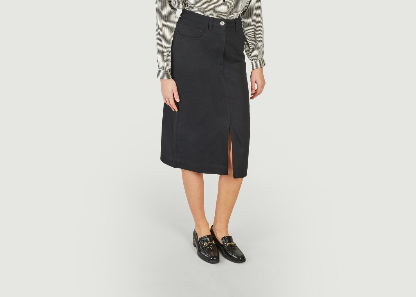L'exception Jupe Midi En Denim Raya Noir Samsoe & Samsoe