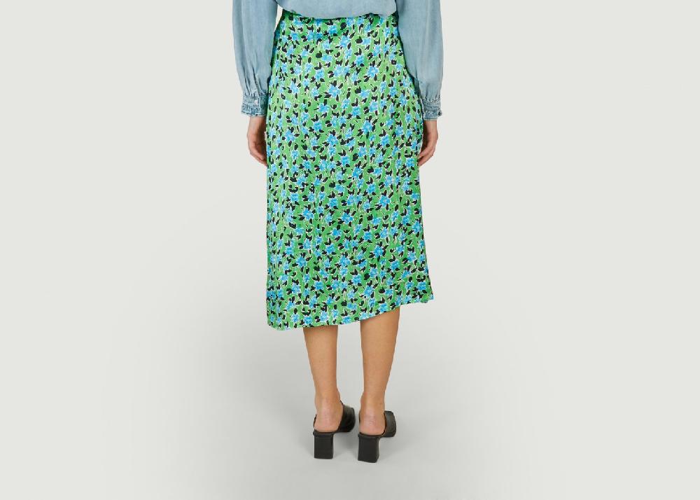 L'exception Jupe Midi Imprimé Fleuri Fabiola Vert Suncoo