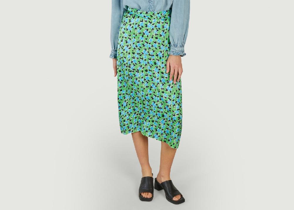 l'exception Jupe midi imprimé fleuri Fabiola Vert Suncoo