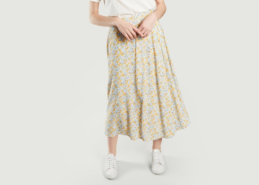 l'exception Jupe midi motif fleuri Andina Multicolore Samsoe & Samsoe