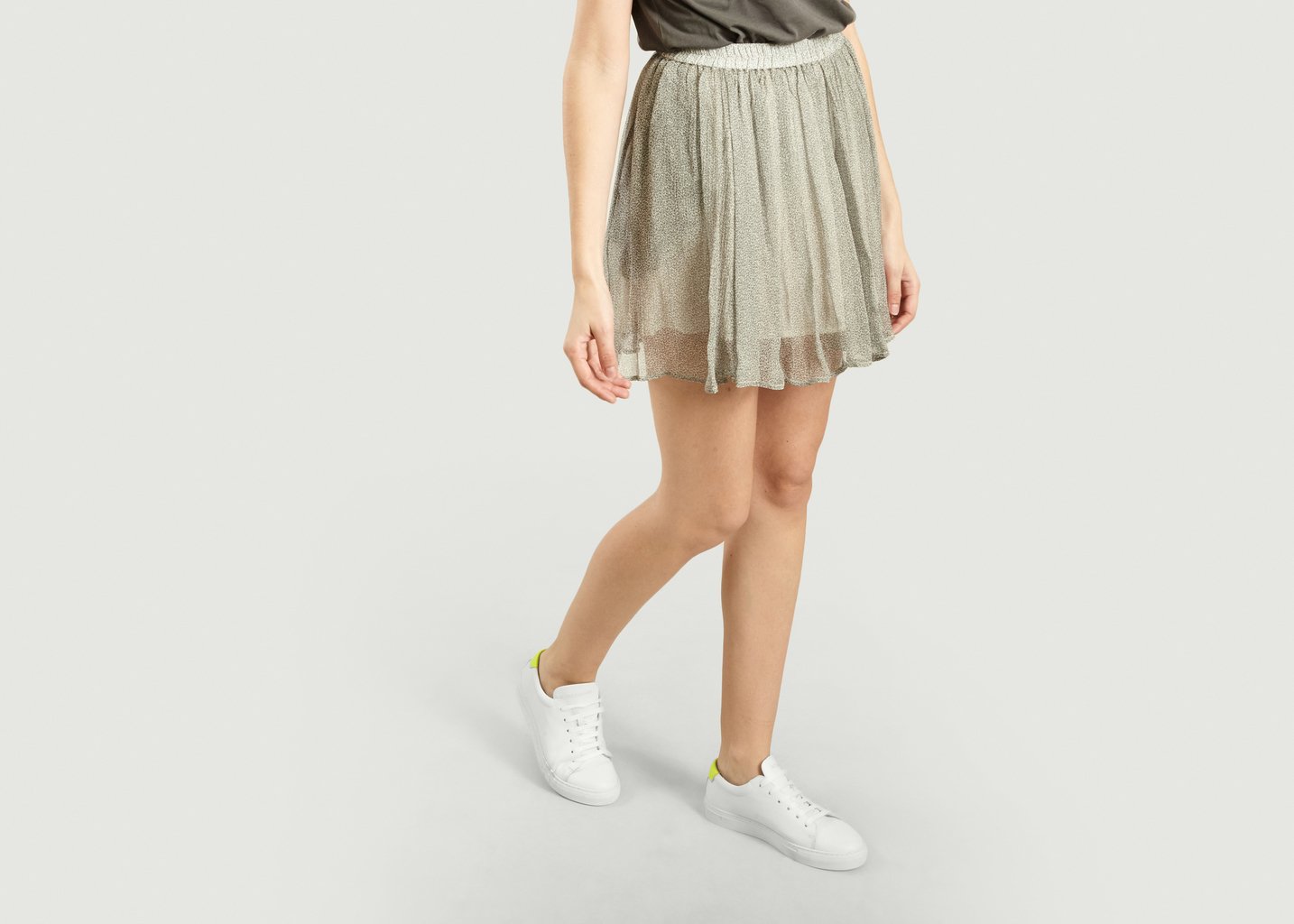 L'exception Jupe Plissée Cosawood Imprimé Simone Beige American Vintage