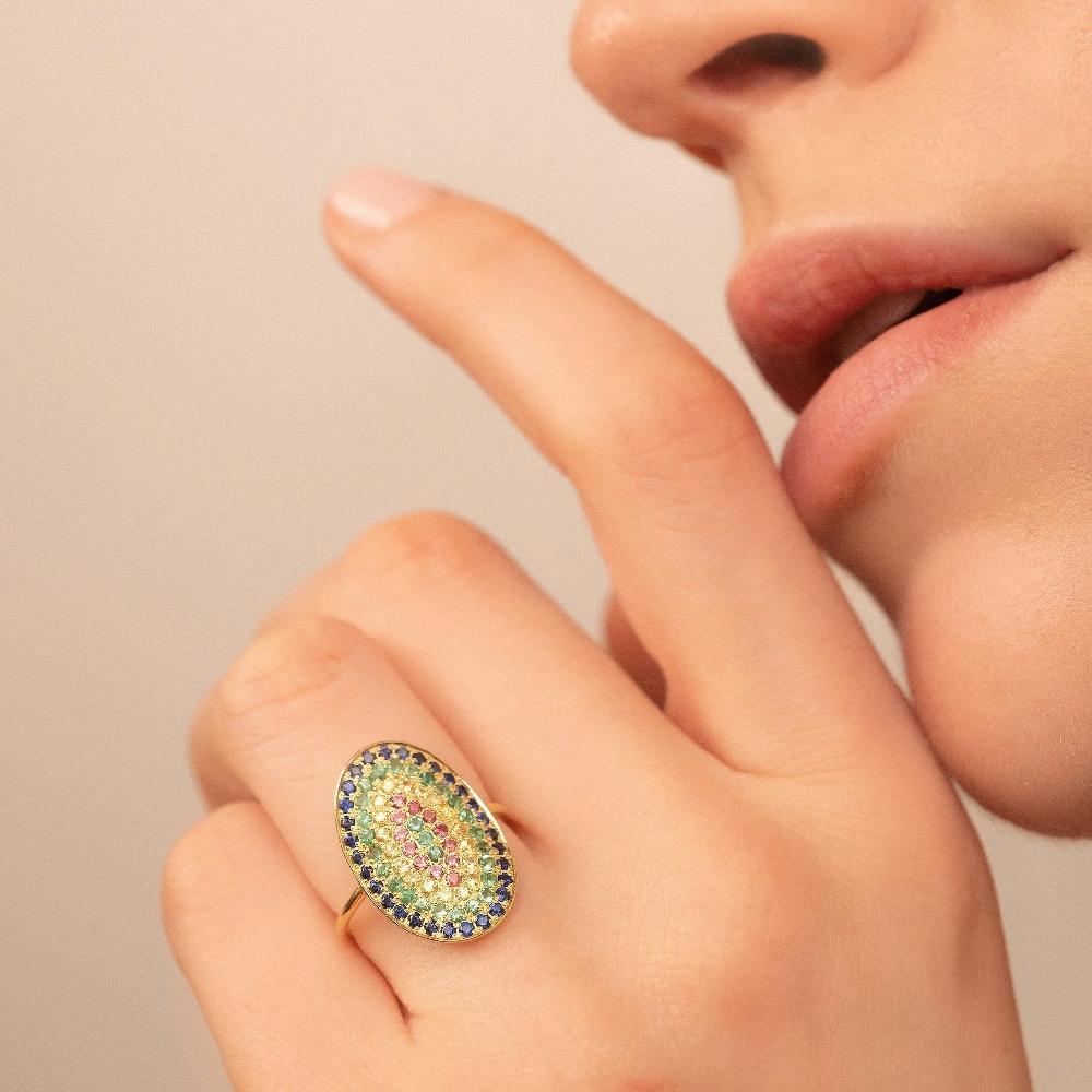 L'exception Bague Ani 1 Bleue Or Sophie D'Agon