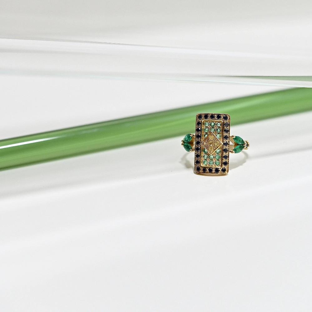 L'exception Bague Ava 1 Verte Or Sophie D'Agon