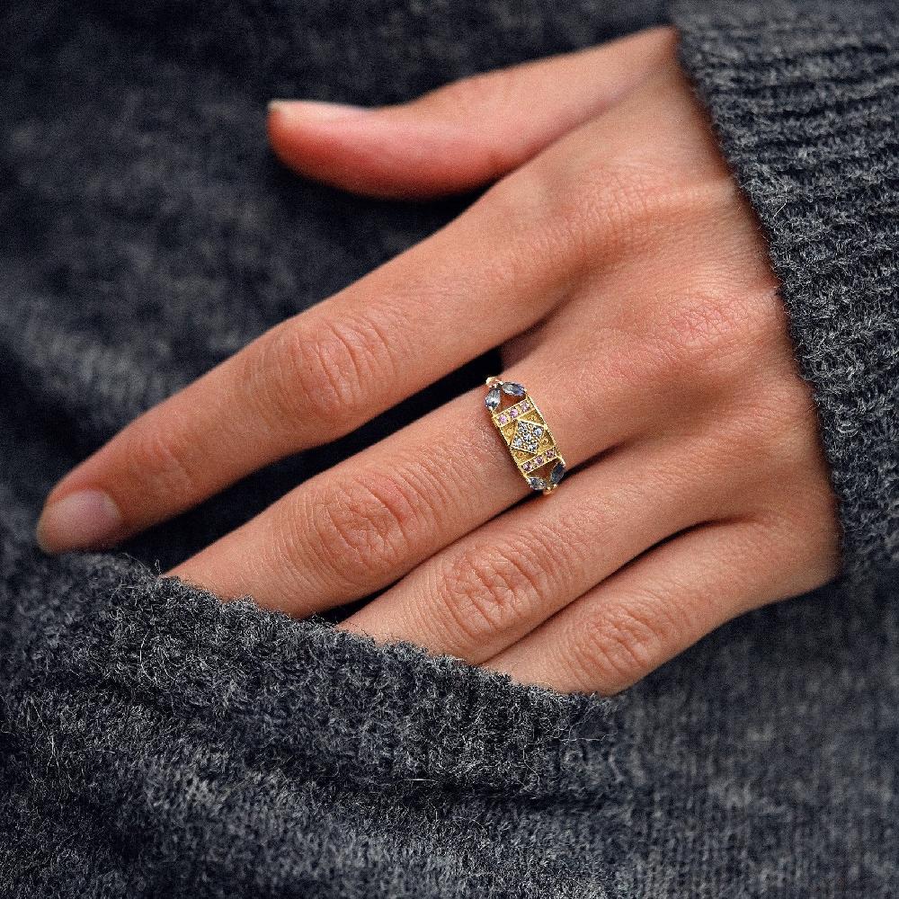 L'exception Bague Ava 2 Bleue Or Sophie D'Agon