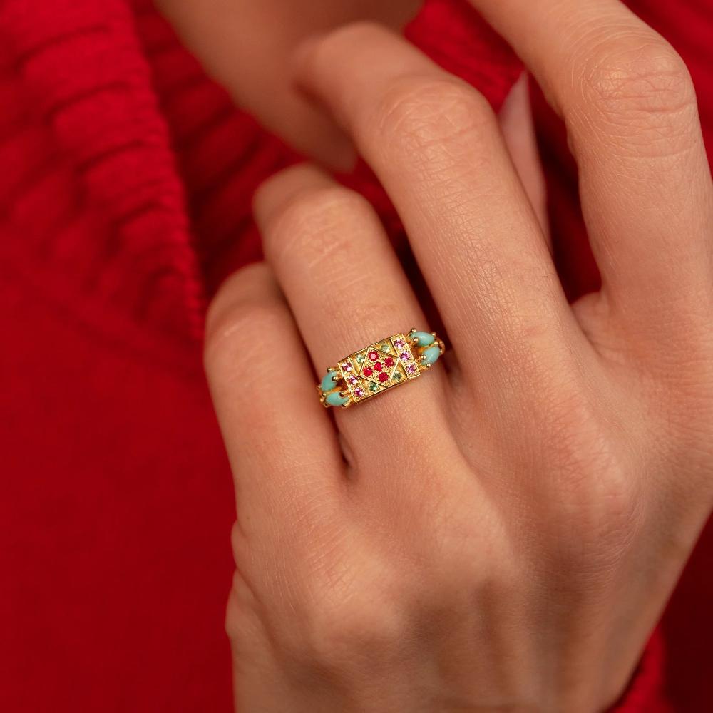 L'exception Bague Ava 2 Turquoise Or Sophie D'Agon