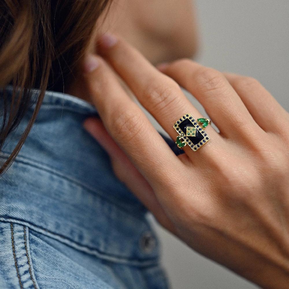 L'exception Bague Ava 3 Verte Or Sophie D'Agon