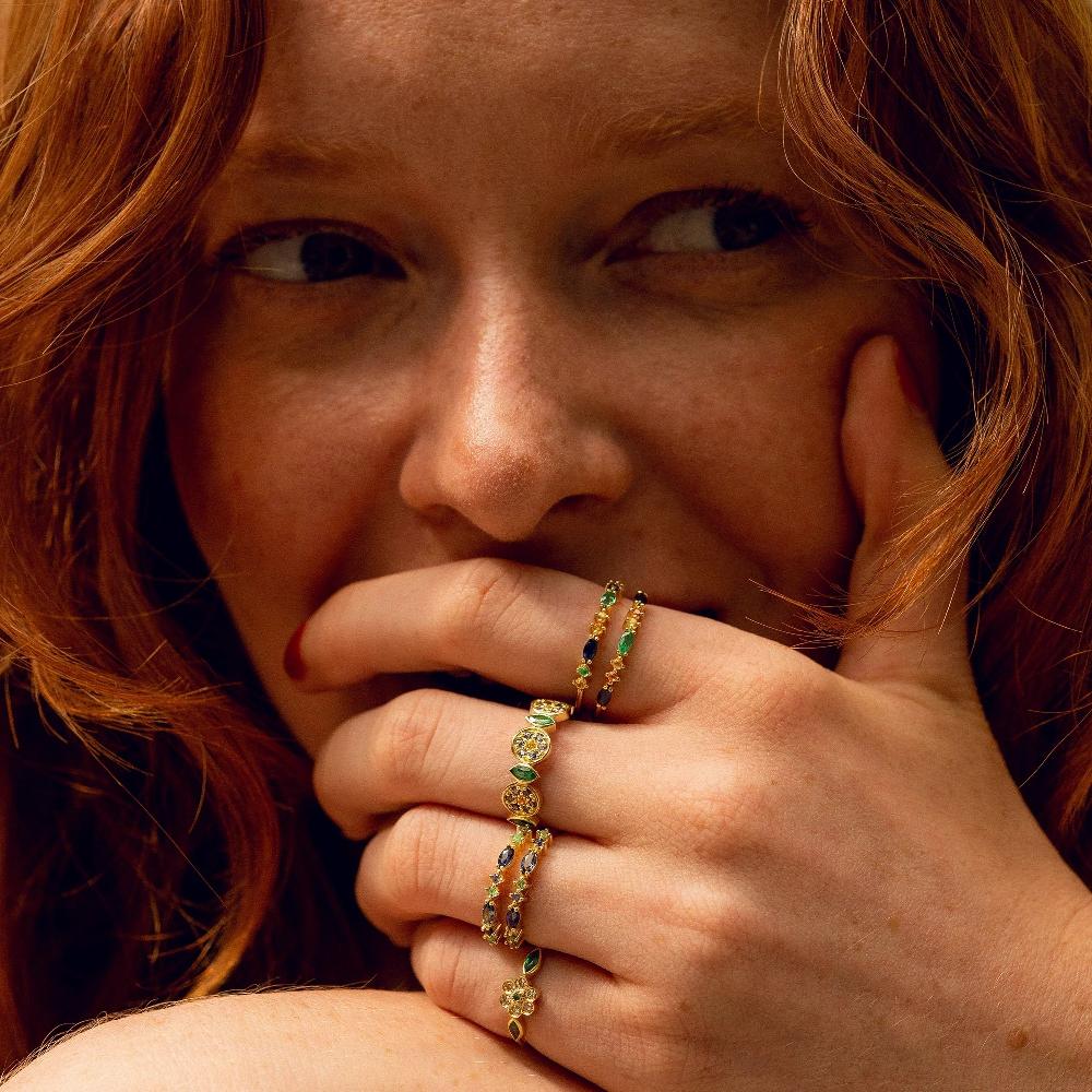 L'exception Bague Gaia 3 Verte Or Sophie D'Agon