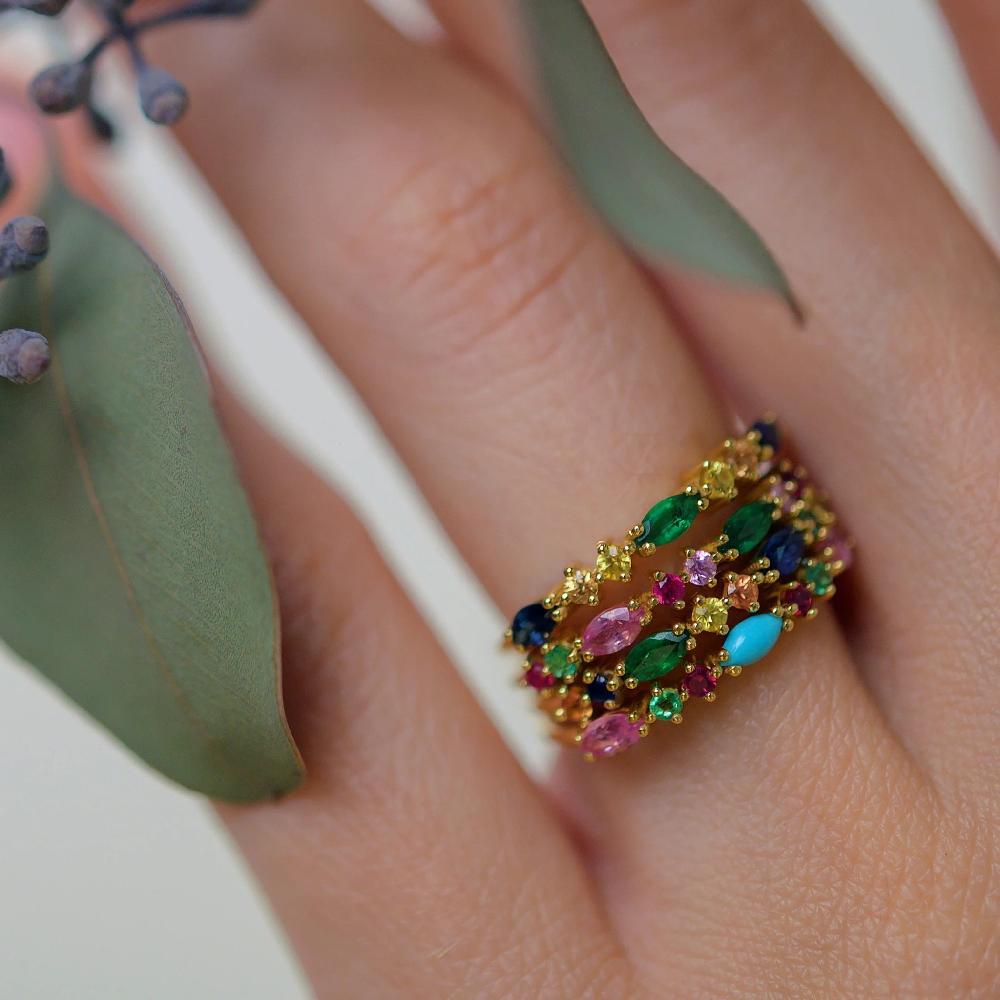 L'exception Bague Gaia 3 Verte Or Sophie D'Agon