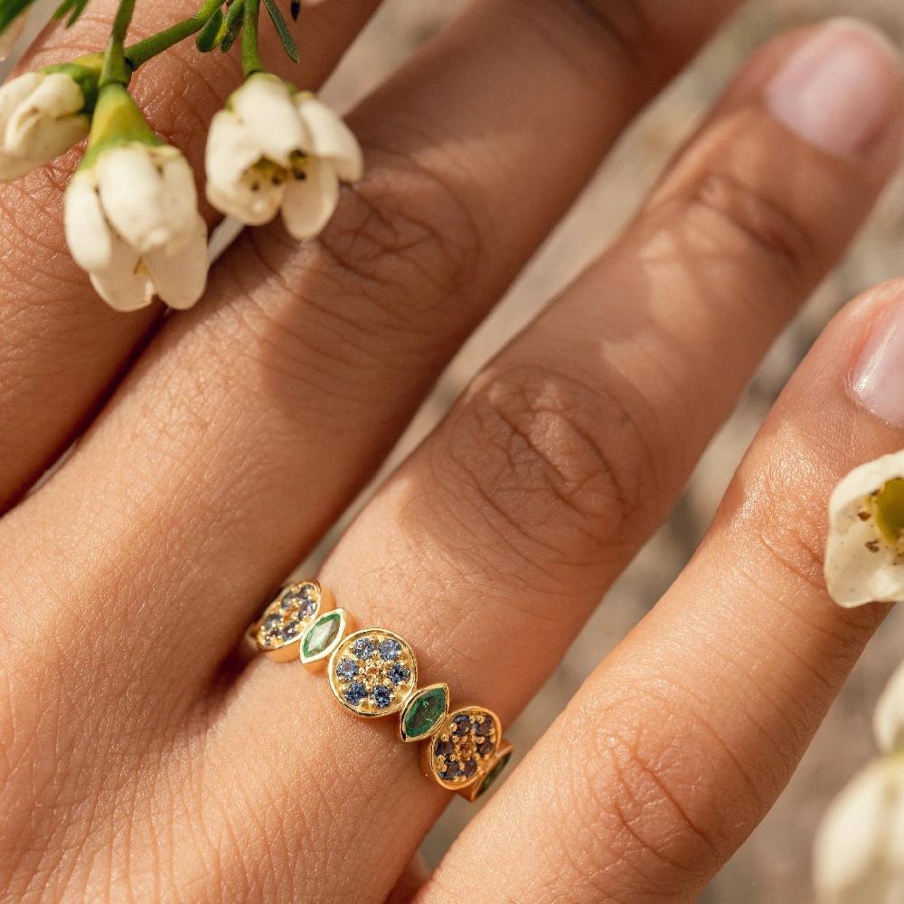 L'exception Bague Nymphéa 2 Bleue Or Sophie D'Agon