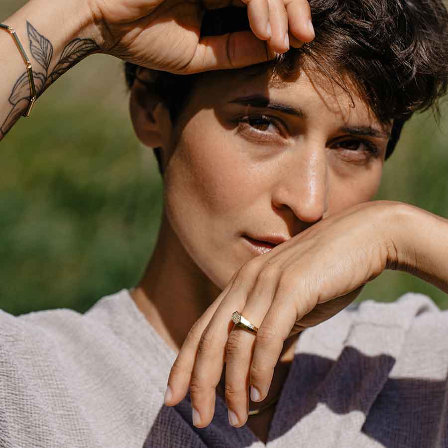 L'exception Bague Sunray Signet Or Maren Jewellery