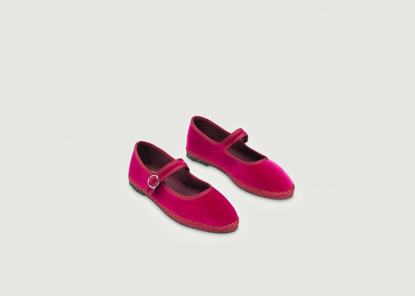 L'exception Ballerine Pip En Velours Rose Flabelus