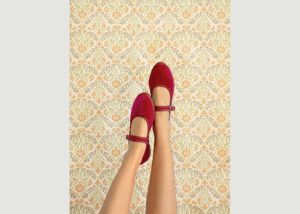 L'exception Ballerine Pip En Velours Rose Flabelus