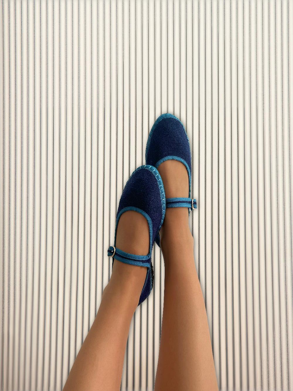 L'exception Ballerines Arthur Bleu Marine Flabelus
