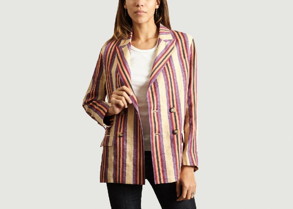 l'exception Blazer Croisé en Lin Beige Laquintane