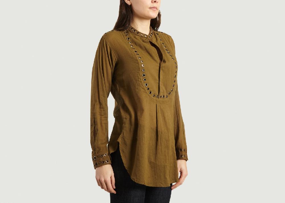 L'exception Blouse à Oeillets Marron Laurence Bras