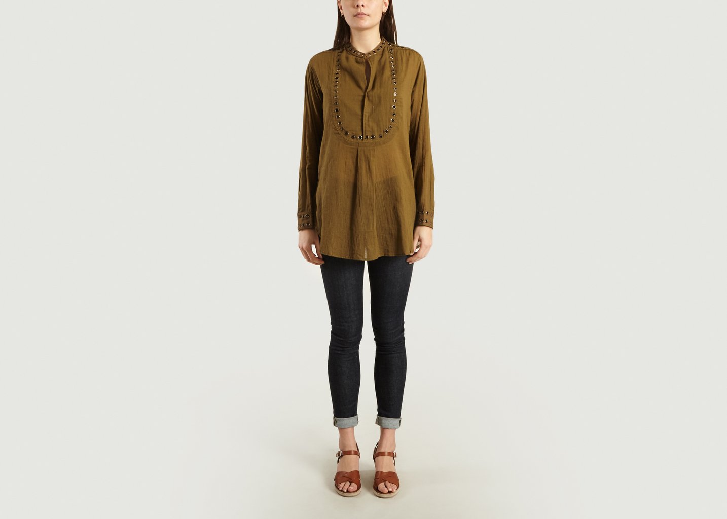 L'exception Blouse à Oeillets Marron Laurence Bras