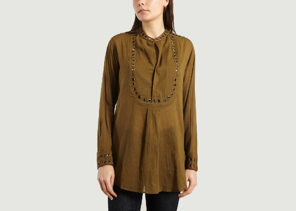 l'exception Blouse à Oeillets Marron Laurence Bras