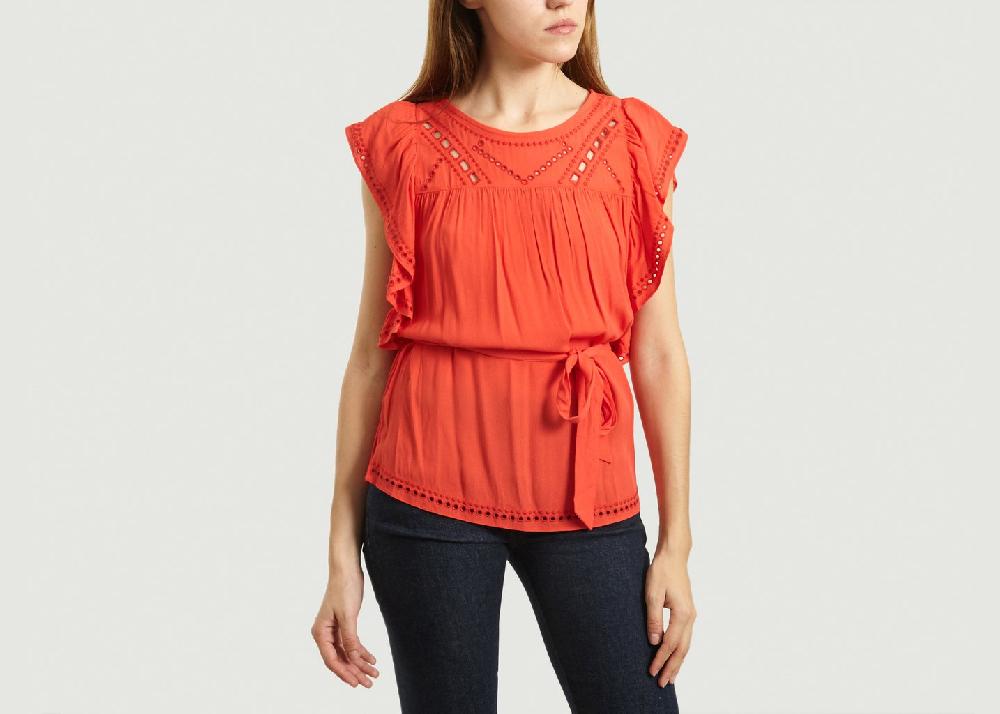 l'exception Blouse ceinturée Lany Rouge Suncoo