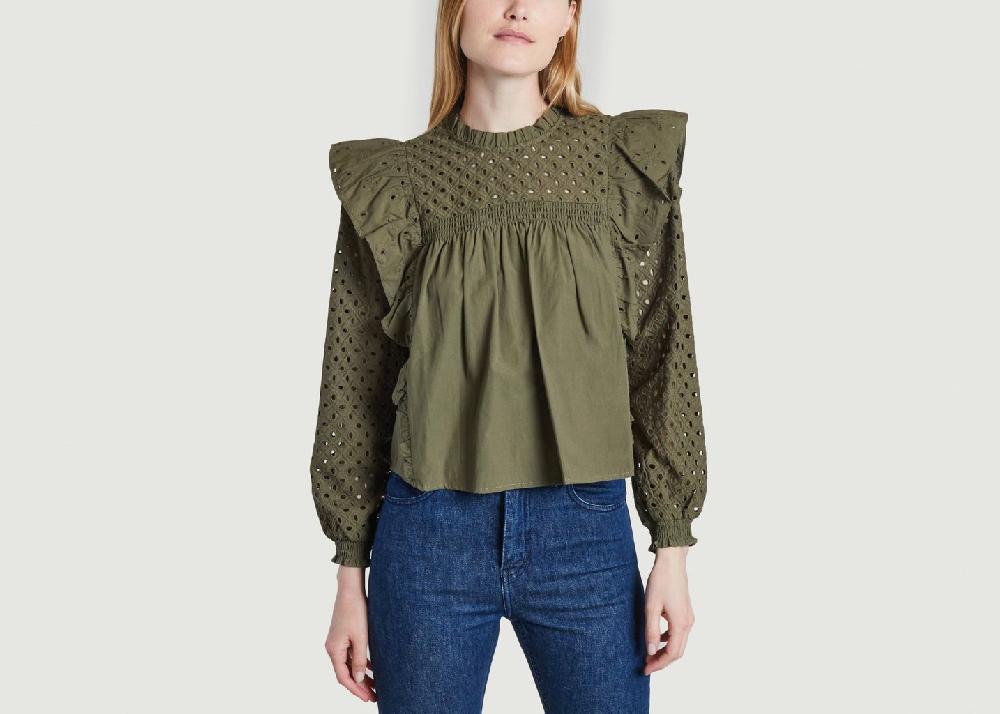 l'exception Blouse Linode Khaki Maje