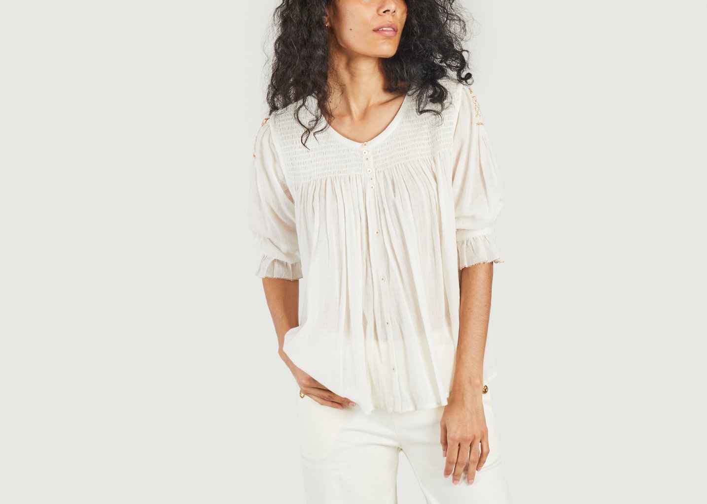 l'exception Blouse voile de coton Ecru Emile & Ida