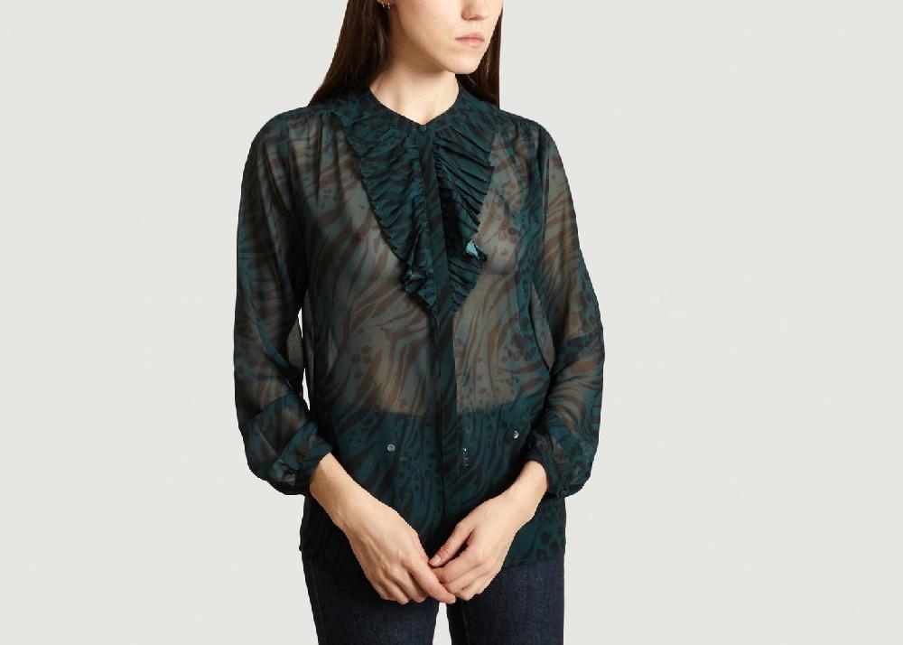l'exception Blouse Voile Vert Foncé Tara Jarmon