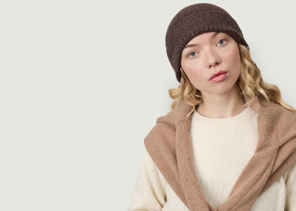 L'exception Bonnet En Cachemire Marron Tricot