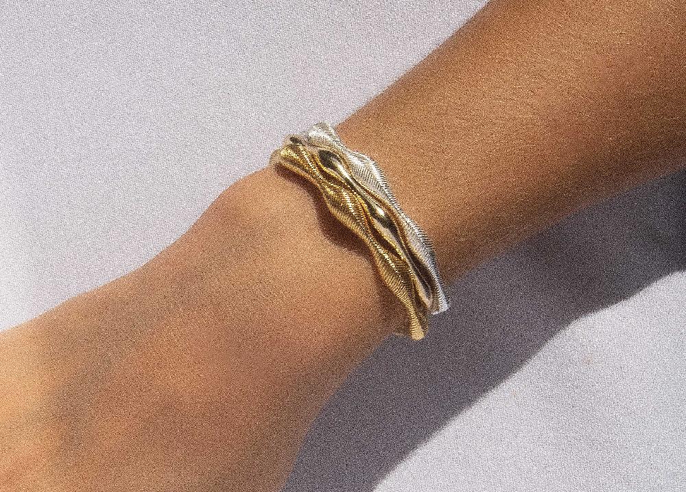L'exception Bracelet Jonc Bumpy Or Aerea Studio