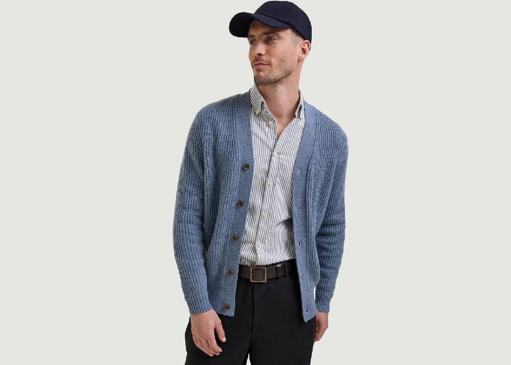 l'exception Cardigan Cachemire Leon Bleu Hircus