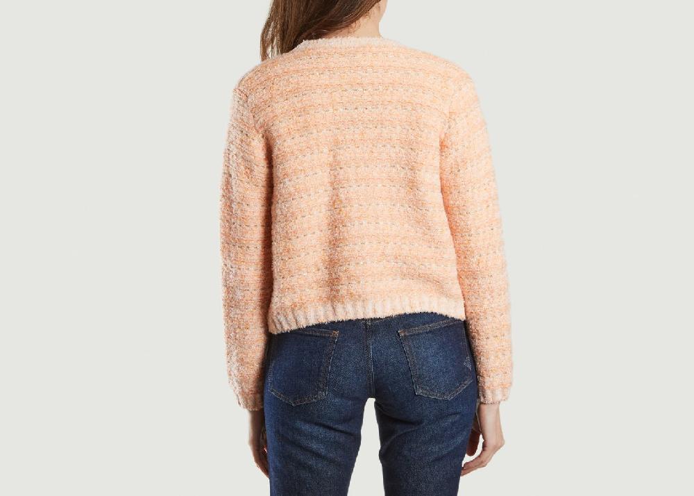L'exception Cardigan Court Col V Marge Orange Maje