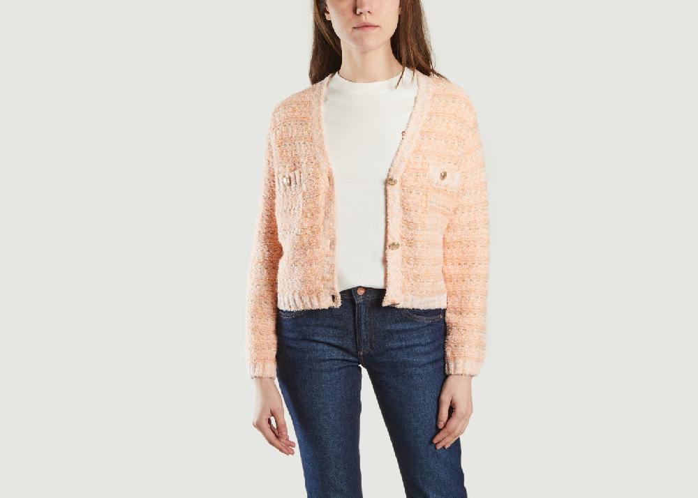 l'exception Cardigan court col V Marge Orange Maje