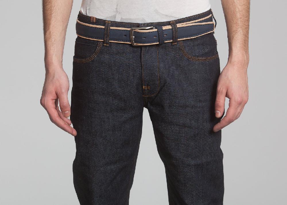 L'exception Ceinture Bicolore Beige Cavalier Bleu