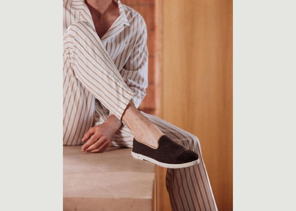 L'exception Chausson Homme Laine Marron Angarde