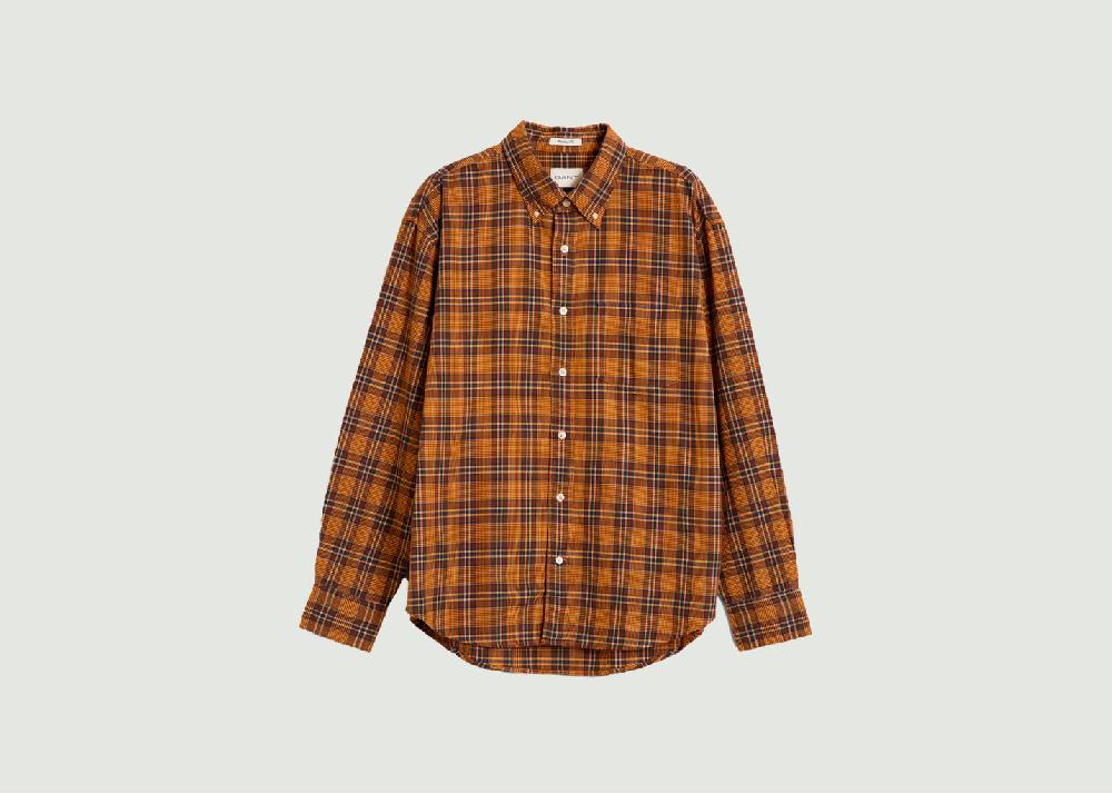 l'exception Chemise à Carreaux Marron Gant