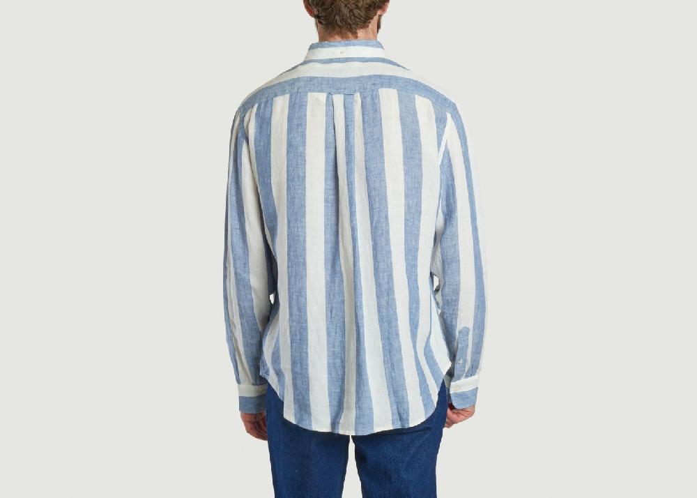 L'exception Chemise En Lin À Rayures Bleu Gant