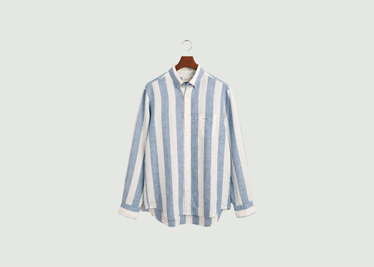 l'exception Chemise En Lin À Rayures Bleu Gant