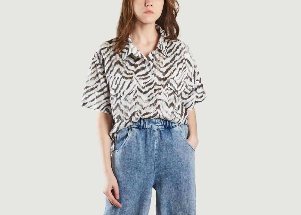 l'exception Chemise Gina Zebra Blanc Façon Jacmin