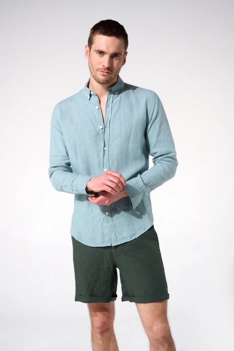 L'exception Chemise Lin Bleu Clair Apnee