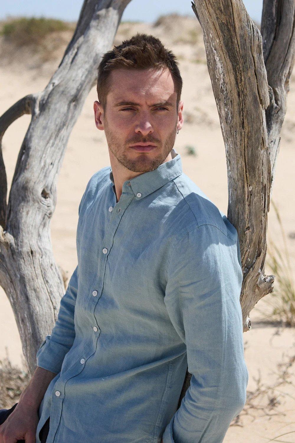 L'exception Chemise Lin Bleu Clair Apnee