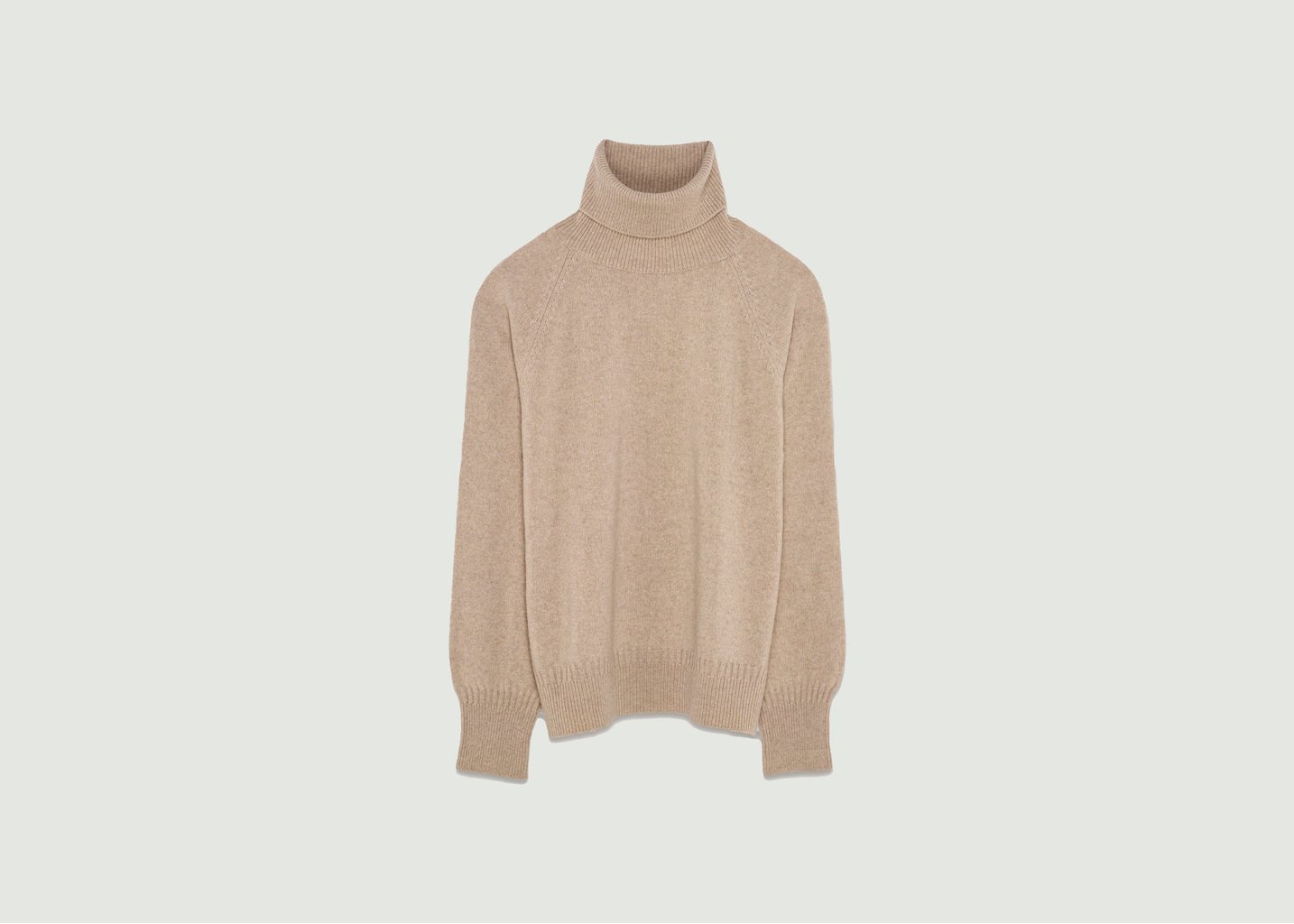 L'exception Col Roulé En Cachemire Beige Tricot