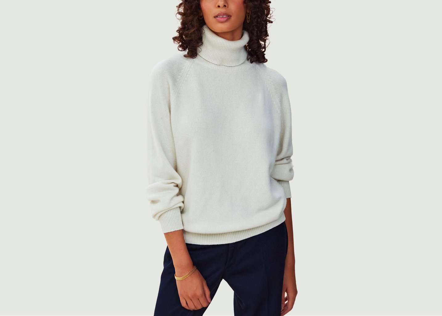 L'exception Col Roulé En Cachemire Ecru Tricot