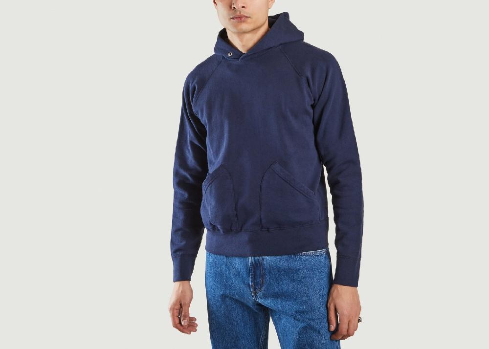 l'exception Hoodie Coton Bleu Marine Velva Sheen