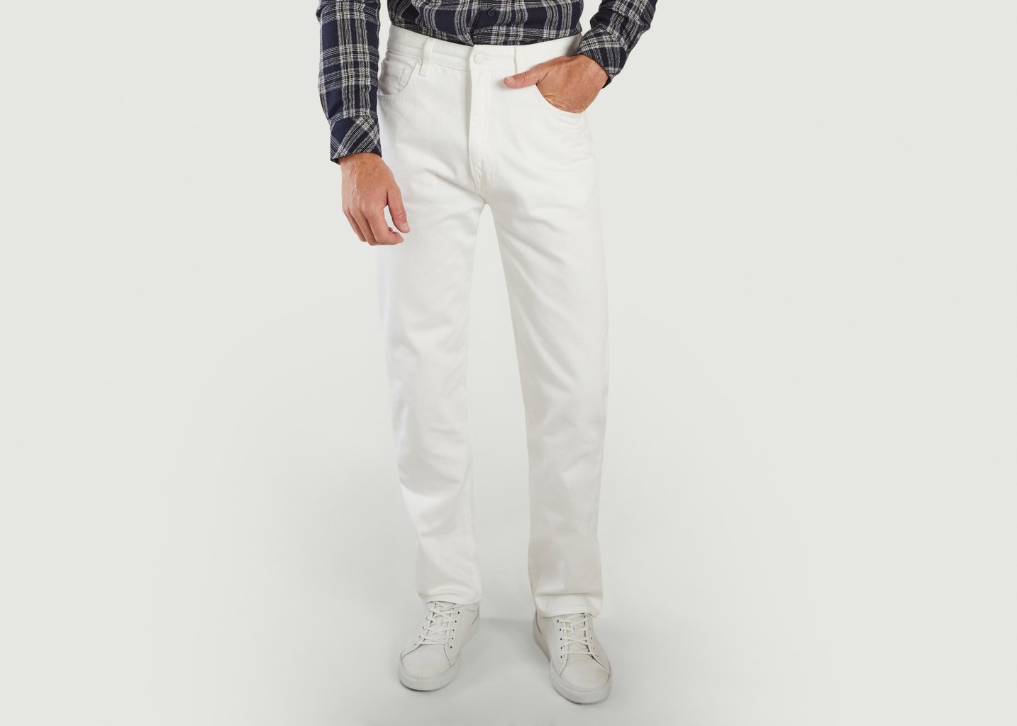 l'exception Jean droit Blanc M.C. Overalls