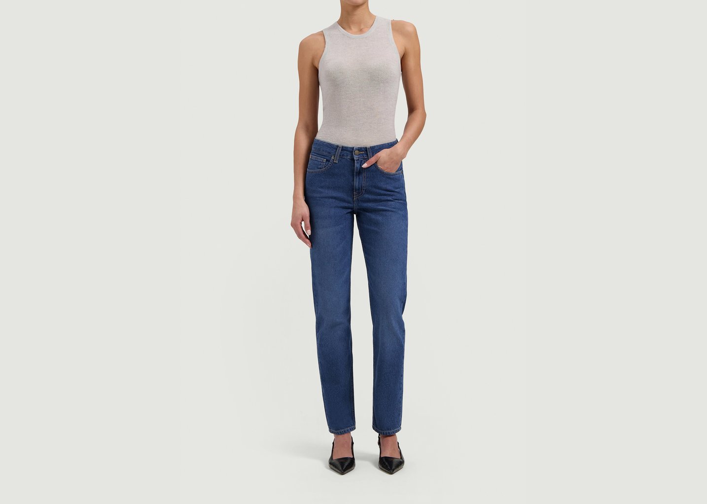 l'exception Jean Go Mid Straight Denim Mud Jeans