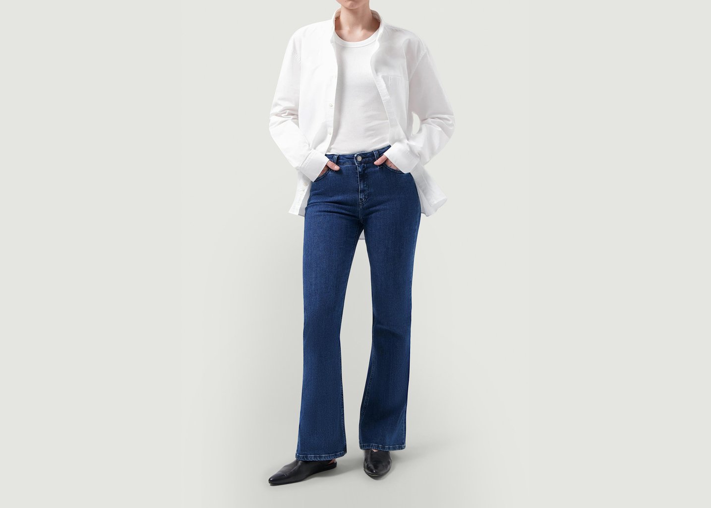 l'exception Jean Isy High Flared Indigo Mud Jeans