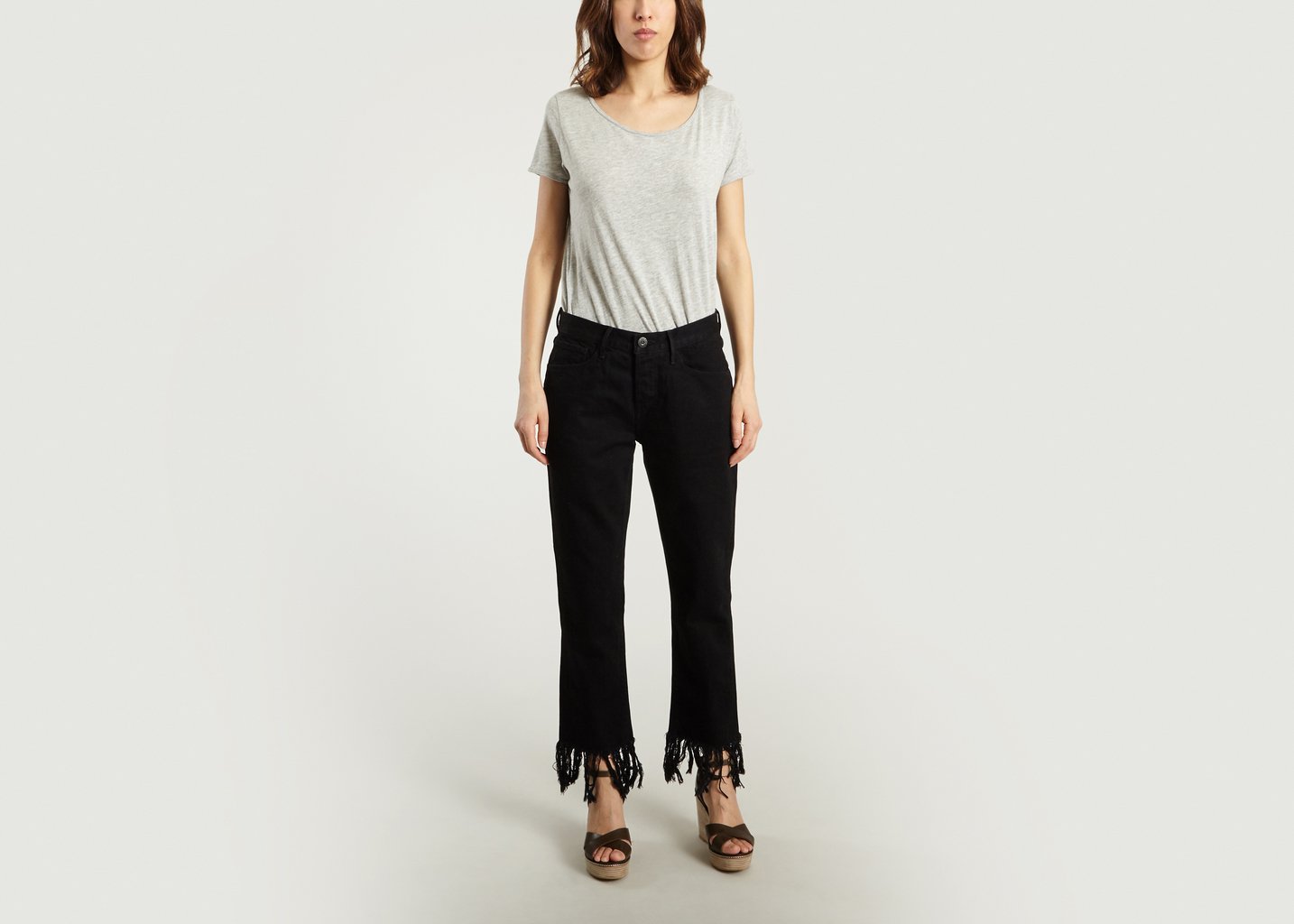 L'exception Jean WM3 Crop Fringe Noir 3x1