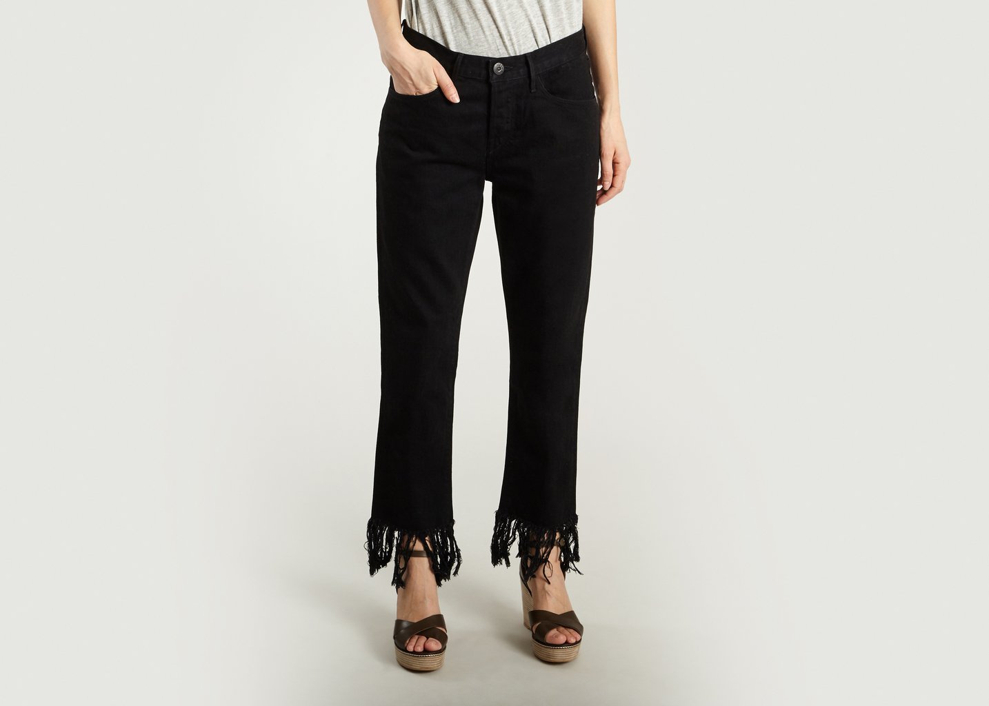 l'exception Jean WM3 Crop Fringe Noir 3x1