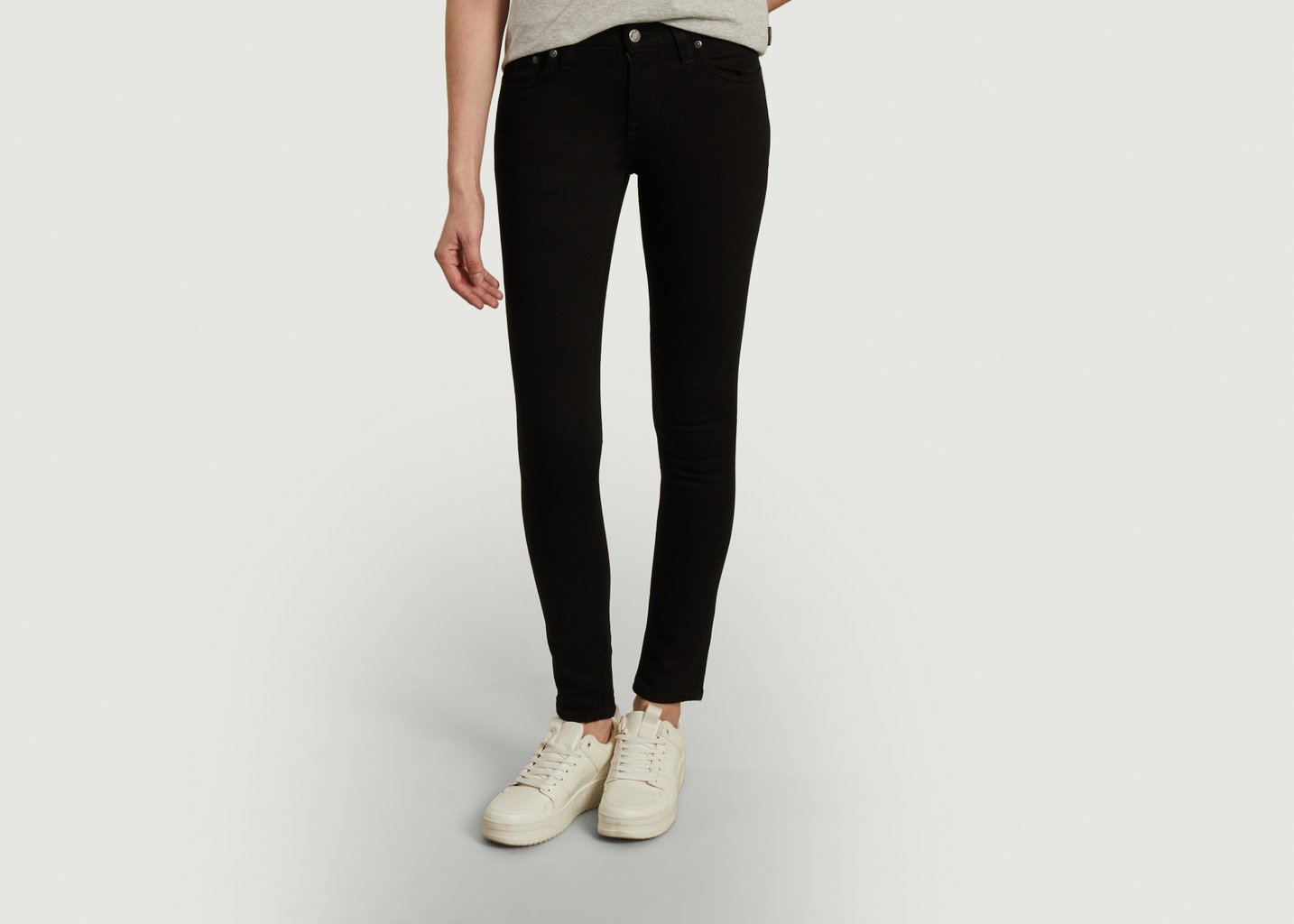 l'exception Jeans Skinny lin Noir Nudie Jeans
