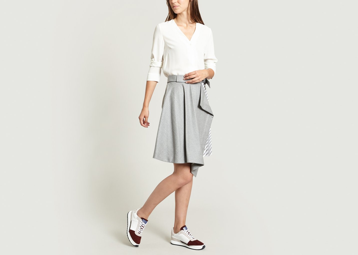 L'exception Jupe Courte Plissée Gris Léger Carven
