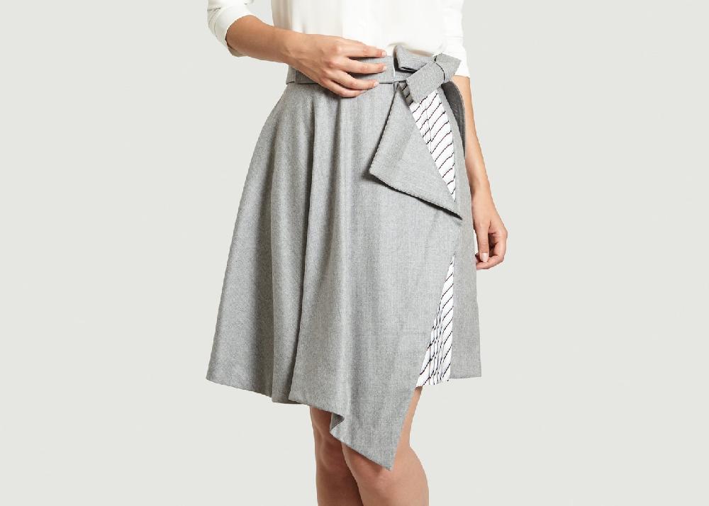 l'exception Jupe Courte Plissée Gris Léger Carven